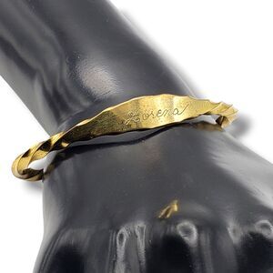 Vintage Gold Tone Engraved Name Lorena Bangle Bracelet Twisted Band
